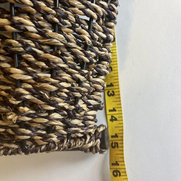 Woven Straw Baskets Oval Wood Handles Brown Nesting Set Of 3 Table Wall Rustic - Picture 7 of 16